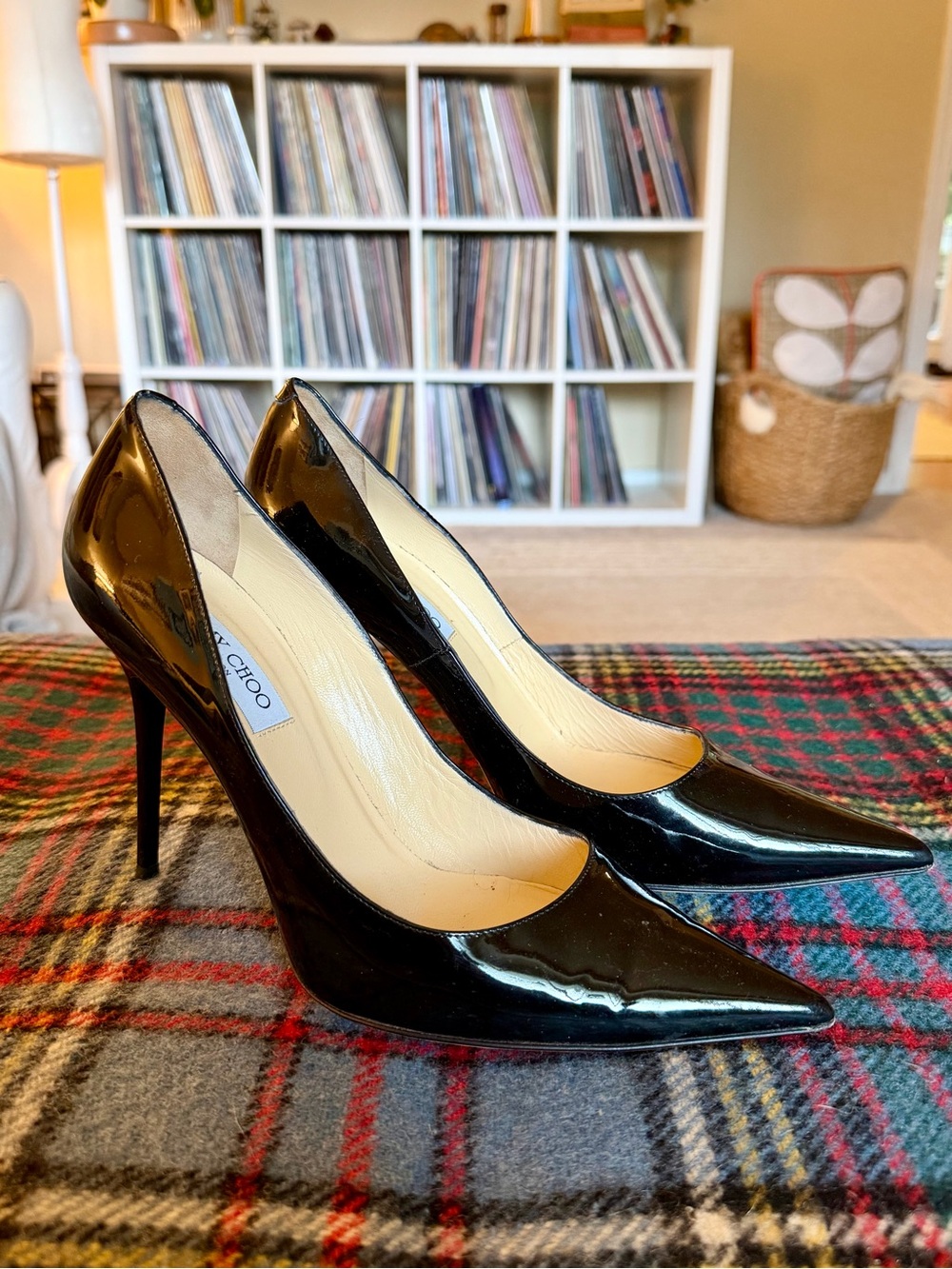 Jimmy Choo Size 41.5 (US 11.5) Black Patent Pointed-Toe Pumps